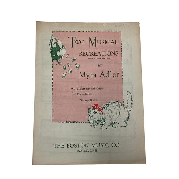 Mother Hen and Chicks Sheet Music Myra Adler 1933 Two Musical Recreations - Picture 2 of 5